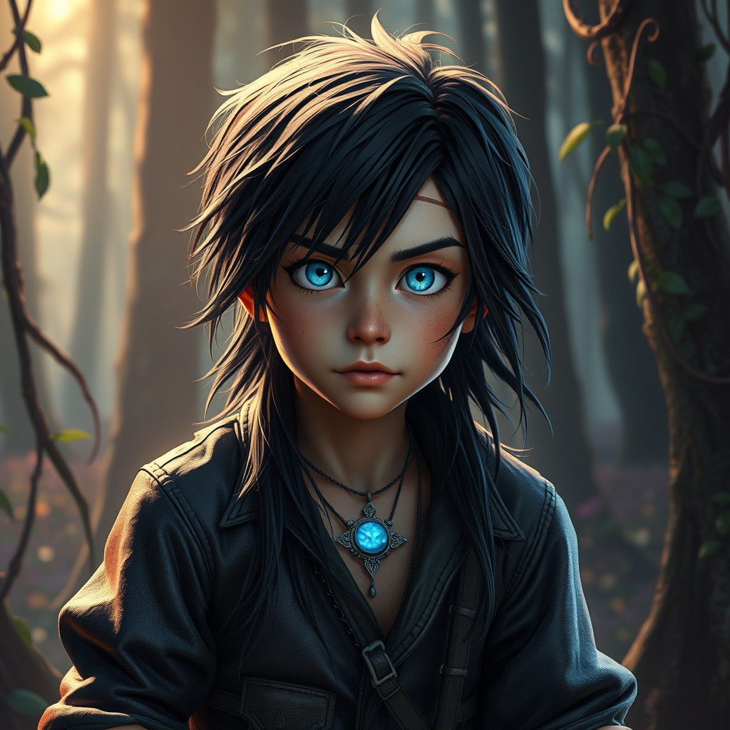 Whimsical Punk Bohemian Boy in Digital Painting Style