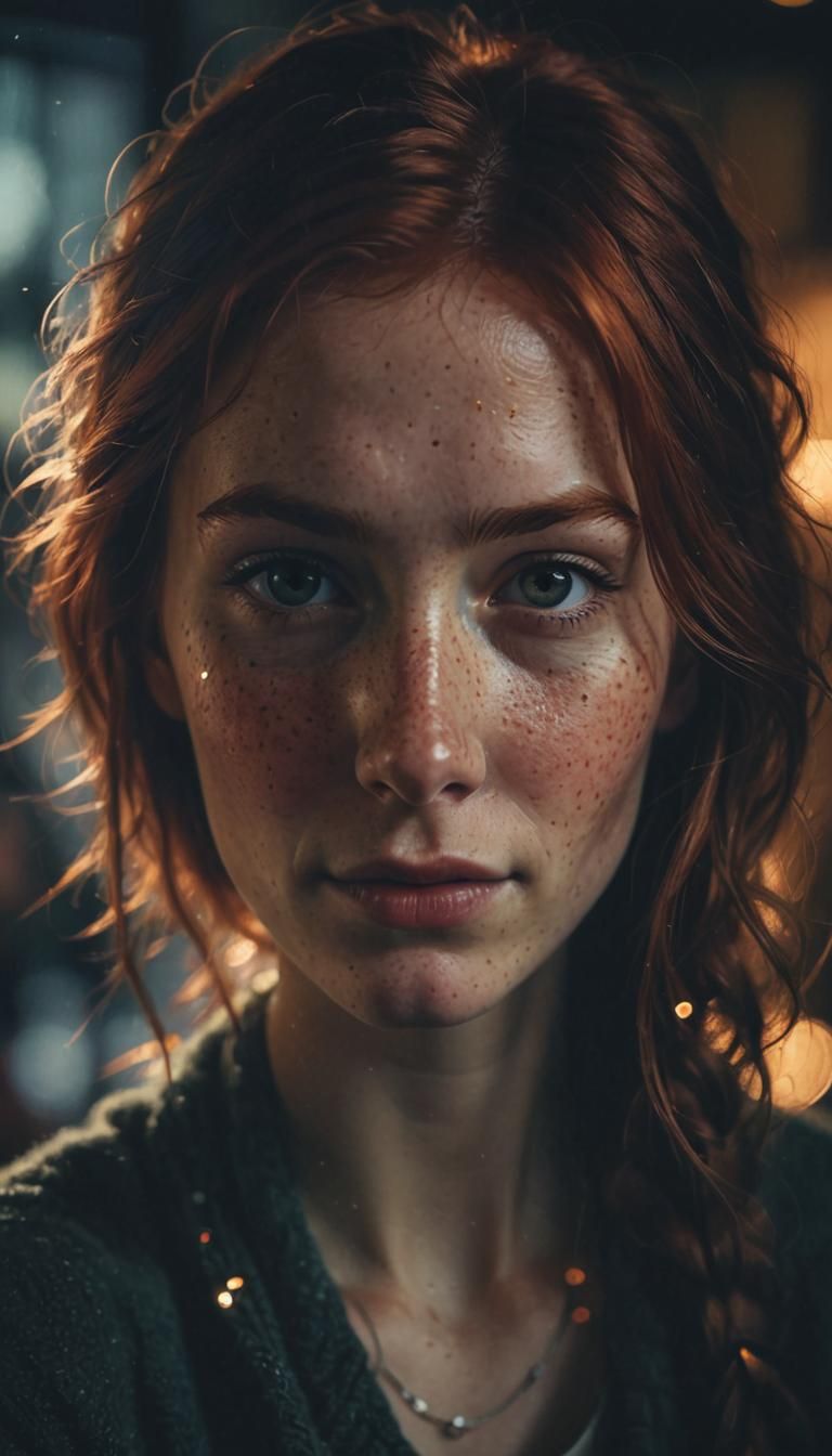 Emotional Redhead Portrait in Cozy Coffee Shop