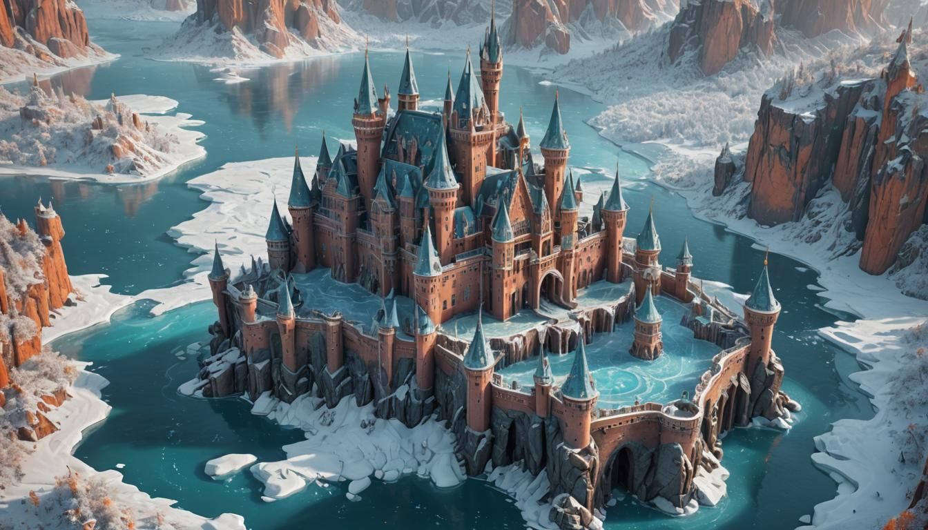 Frozen Castle Melts on Ice Floe: Digital Matte Painting
