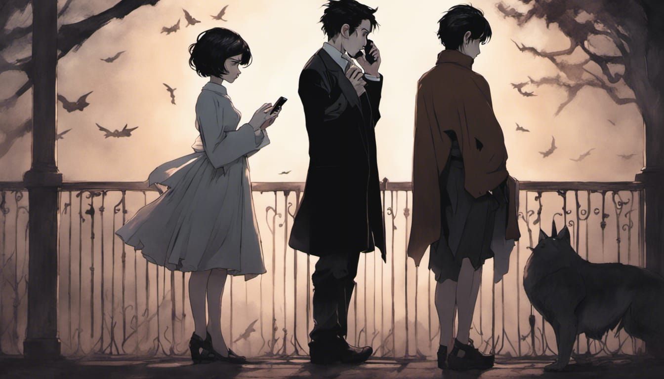 Phone Call Split Screen in Anime Style