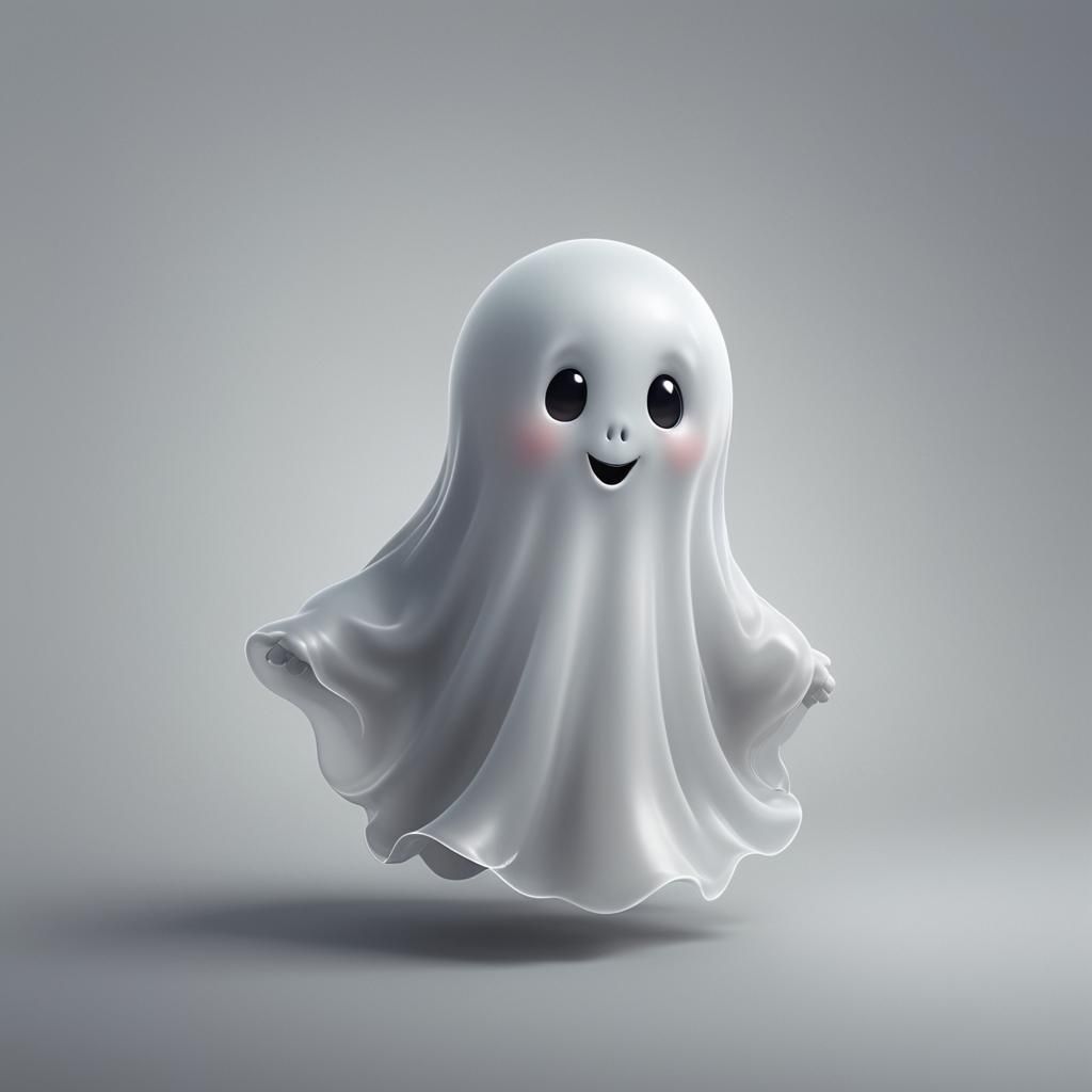 Realistic Cute Ghost with Translucent Glow