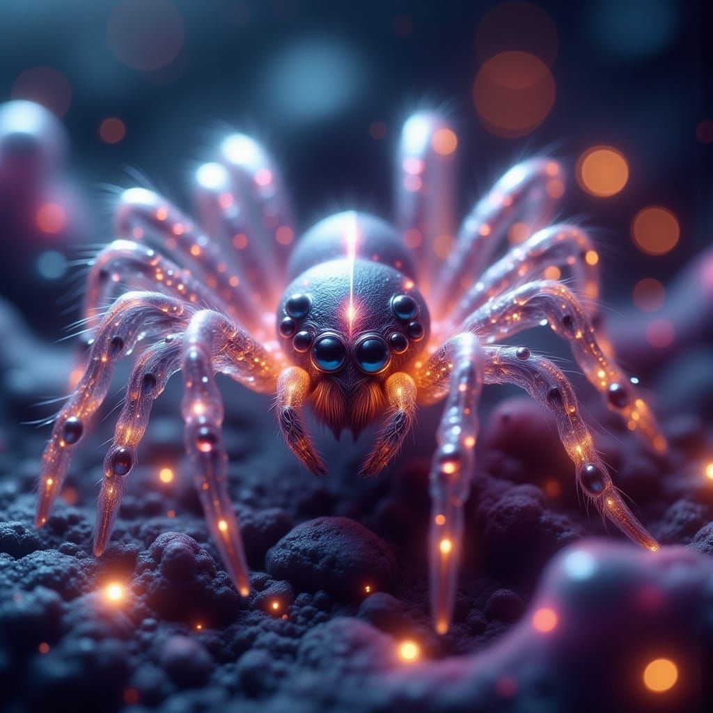 Ethereal 3D Spider with Translucent Wings