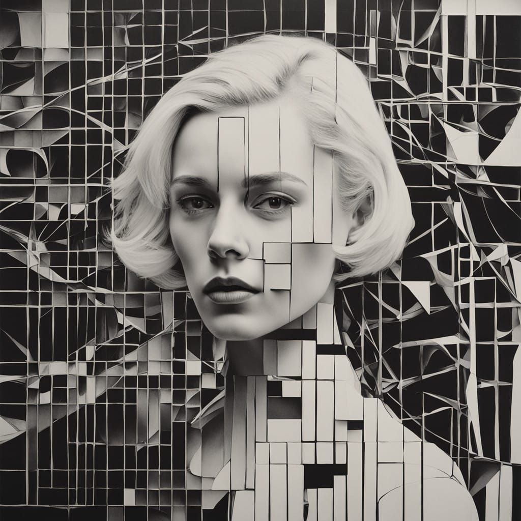 Cubist Woman in Geometric Patterns