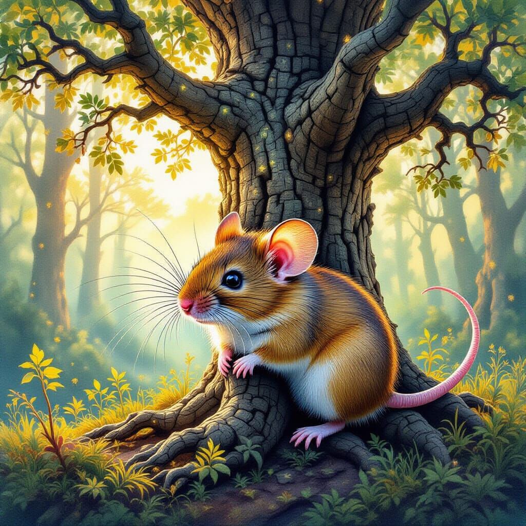 Ancient Tree Whisker in Alien Forest Watercolor