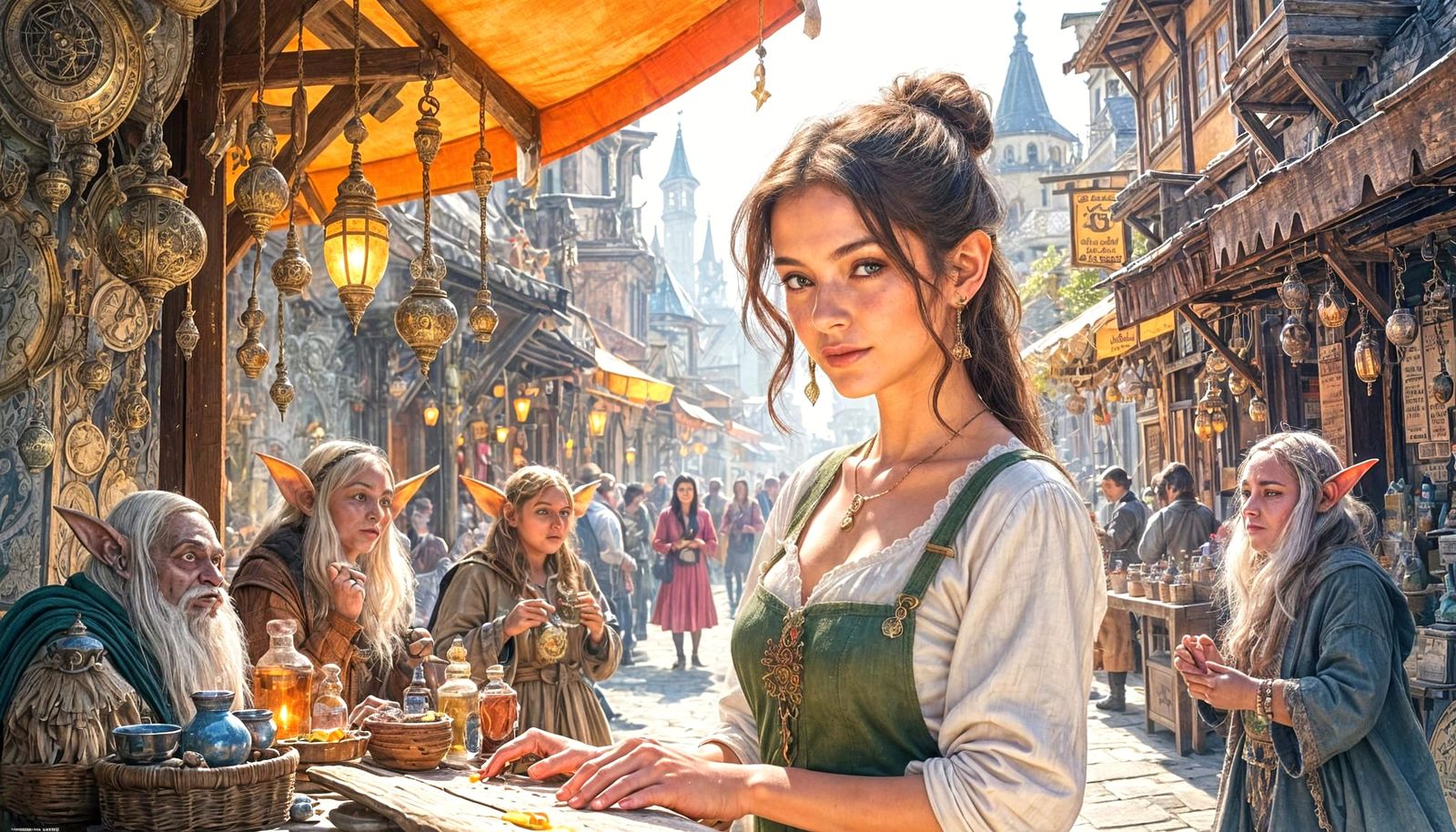 Goblin Twilight Bazaar in Watercolor Style