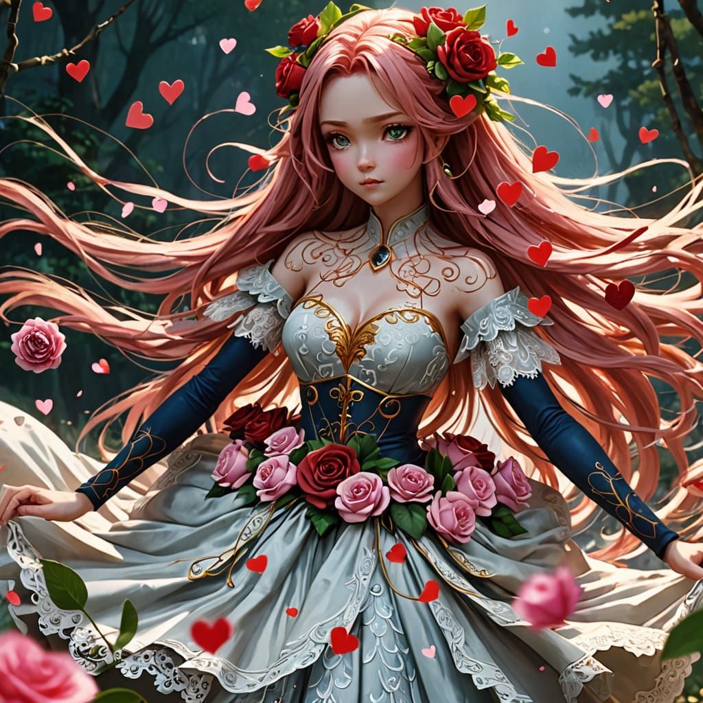 Ethereal Anime Goddess Radiates Unconditional Love in Heart-...