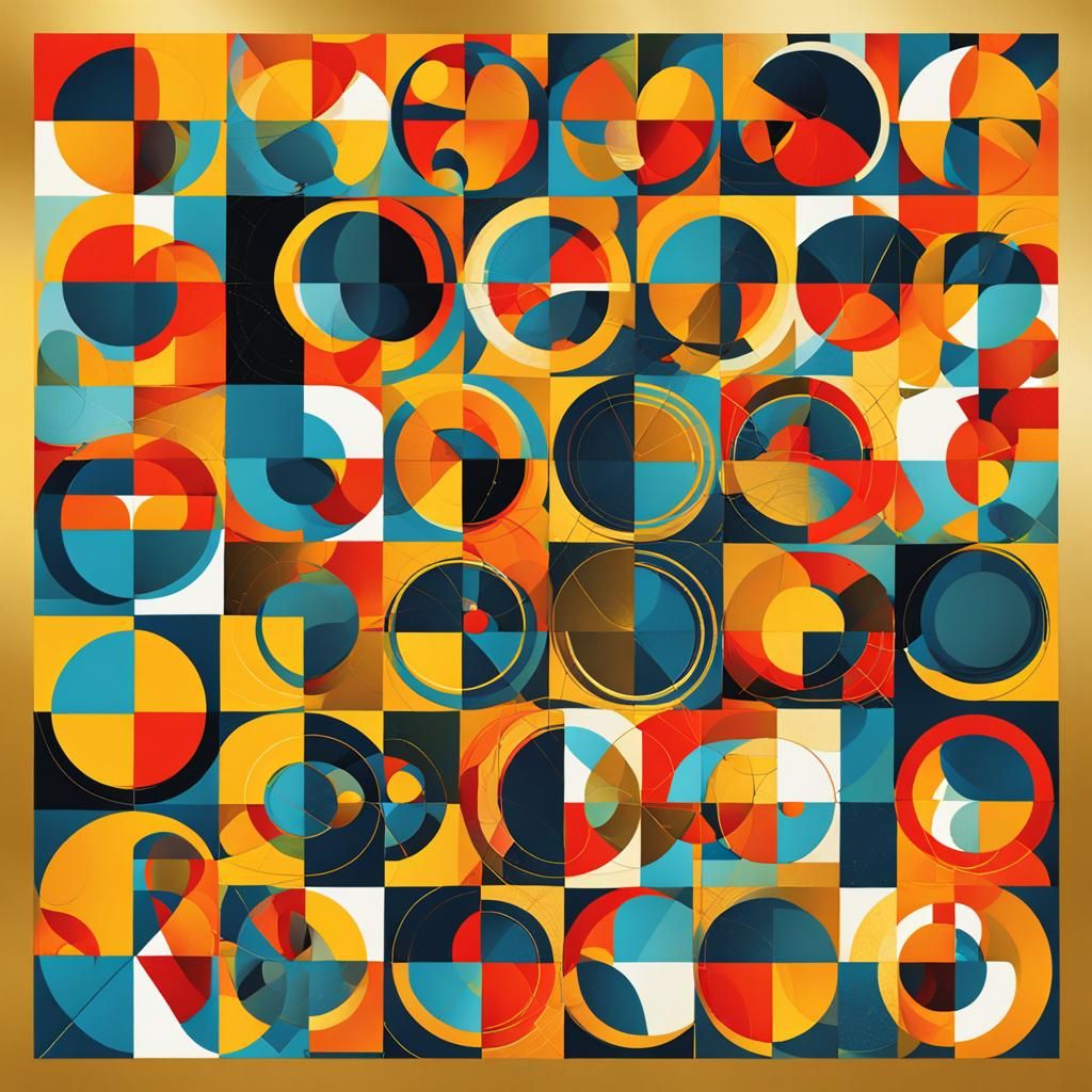 Geometric Bauhaus Circles in Pop Art Style