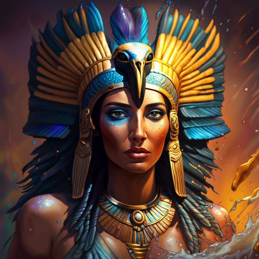 Goddess Isis Hyperrealistic Splash Art Portrait
