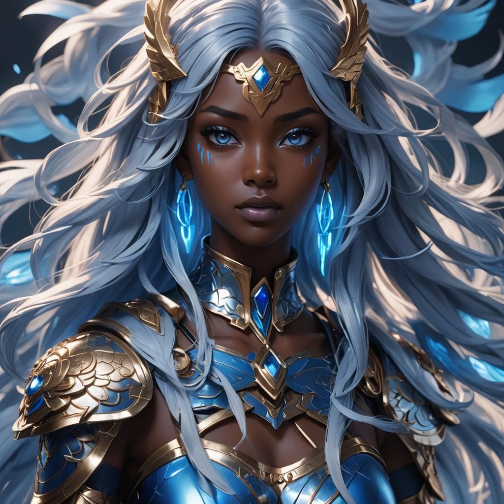 Valkyrie Warrior with Blue Makeup: 3D Anime Portrait