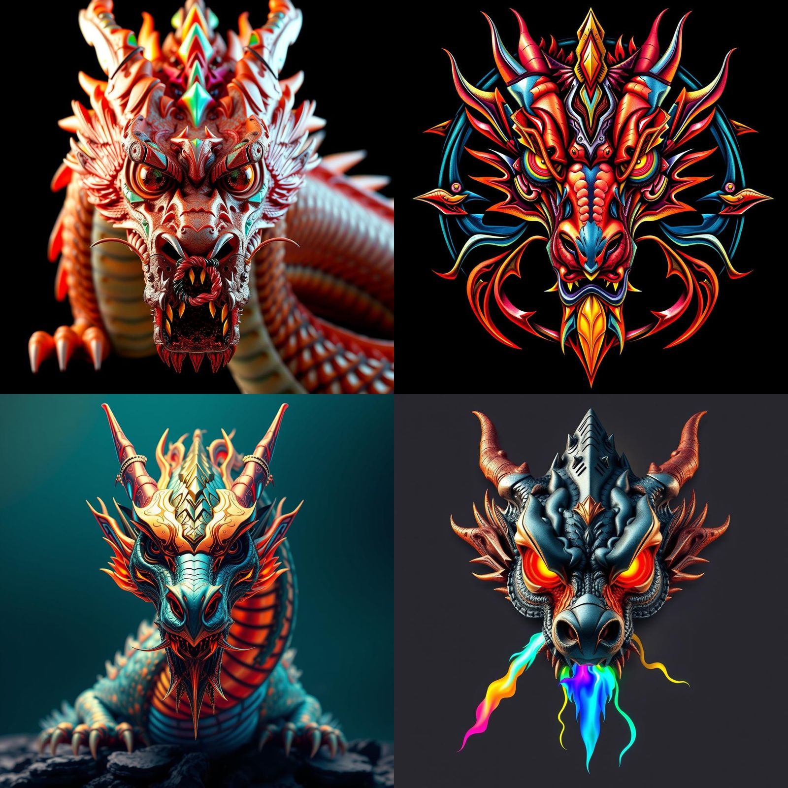 Futuristic Dragon Head in Tribal Fusion Style