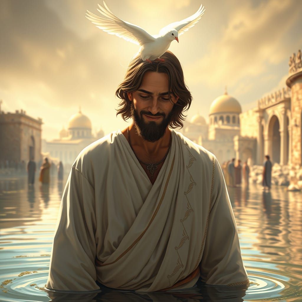 Serenely Contemplative Yahusha in Jerusalem's Ancient Hush