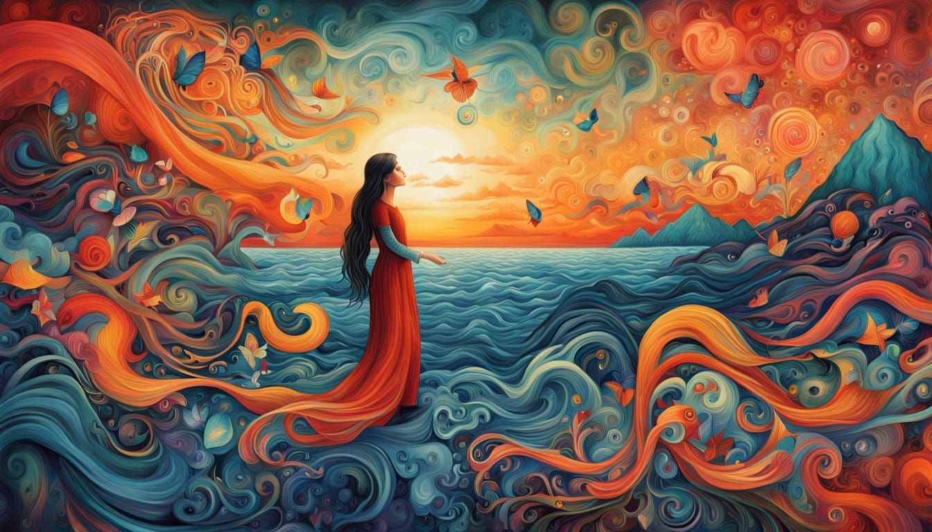 Cosmic Self-Reflection in Vibrant Digital Art