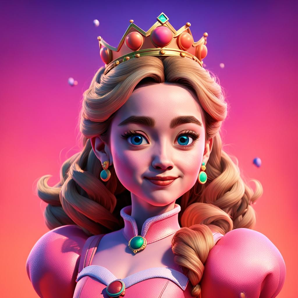 Sabrina Carpenter as Princess Peach: 3D Digital Art