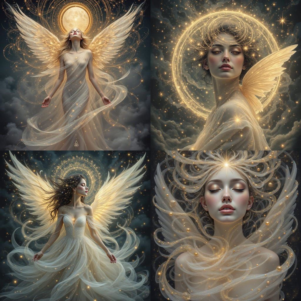 Gender-Neutral Angel in Ethereal Religious Art Style