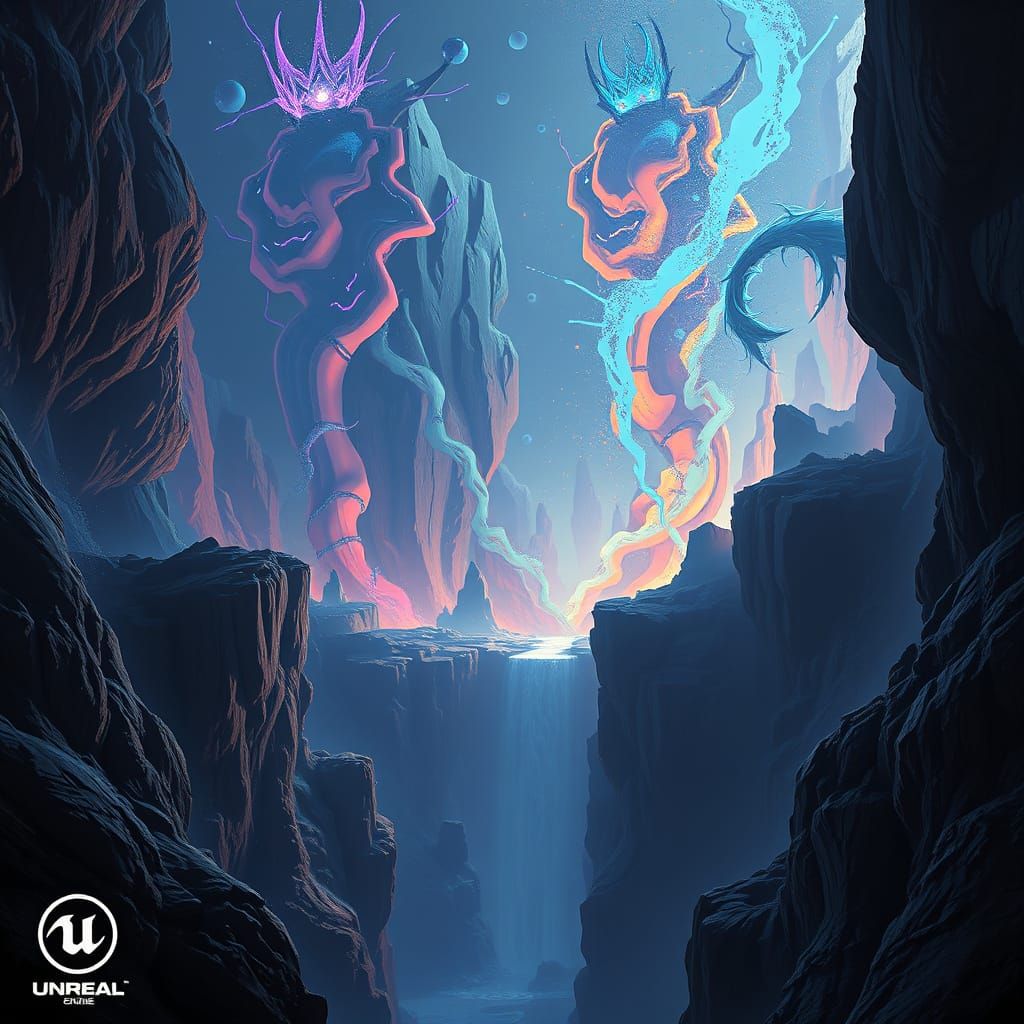 Souls Separated by Chasm: Detailed Matte Painting