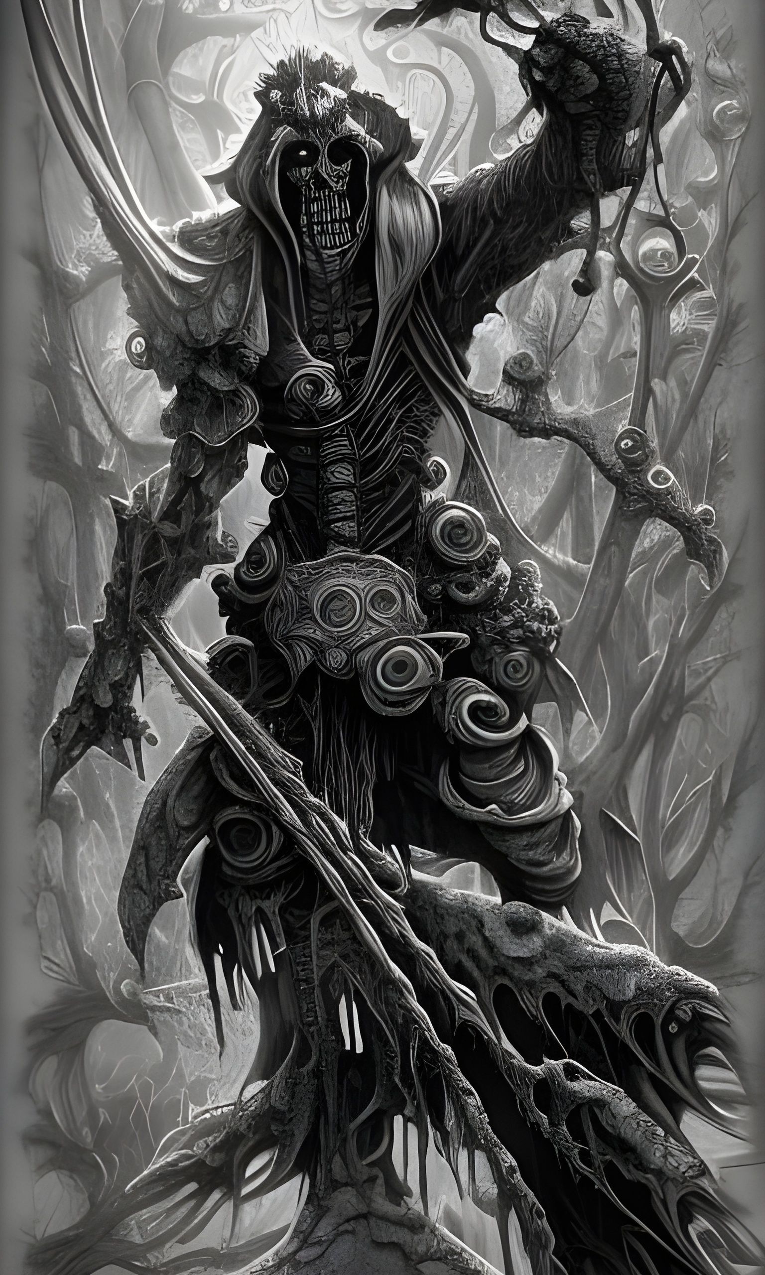 Hyperdetailed Necromancer in Surreal 3D Shading