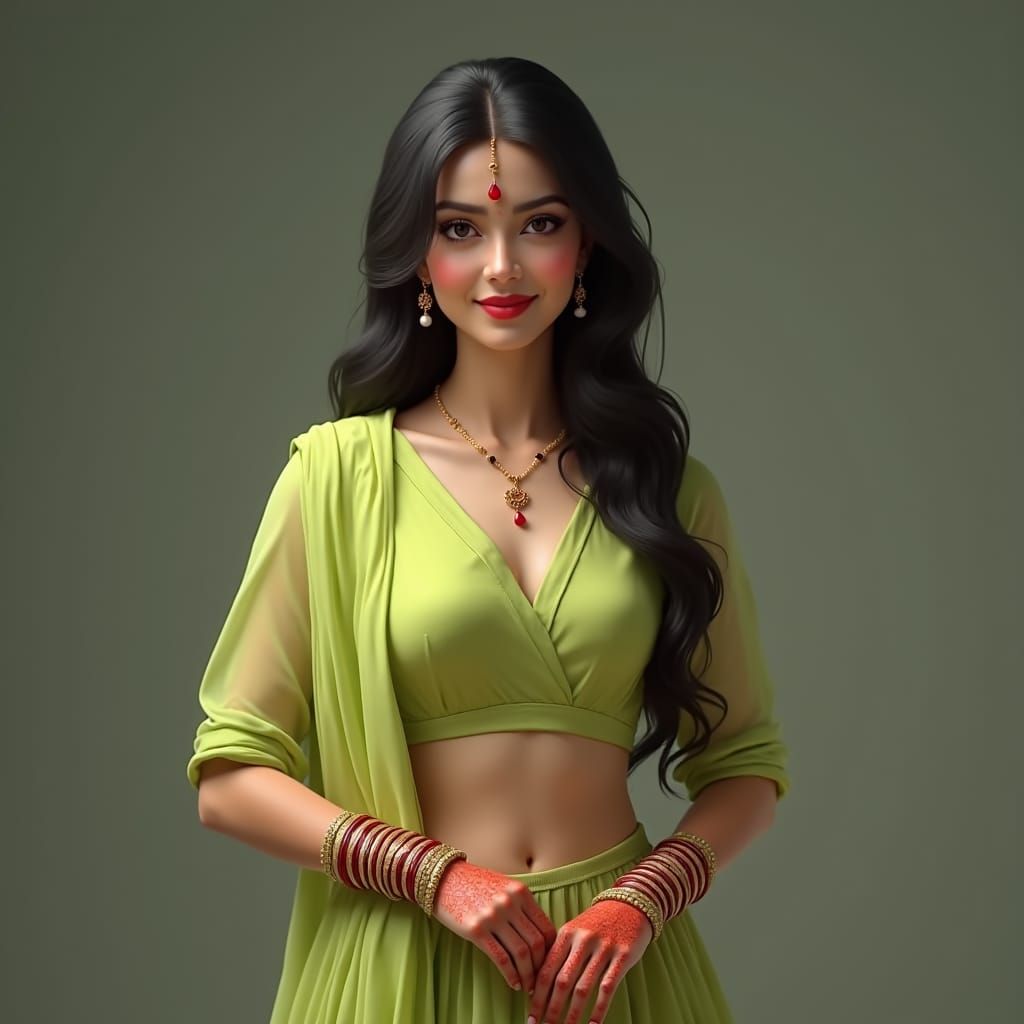 Elegant Princess in Lehenga: Fantasy Concept Art