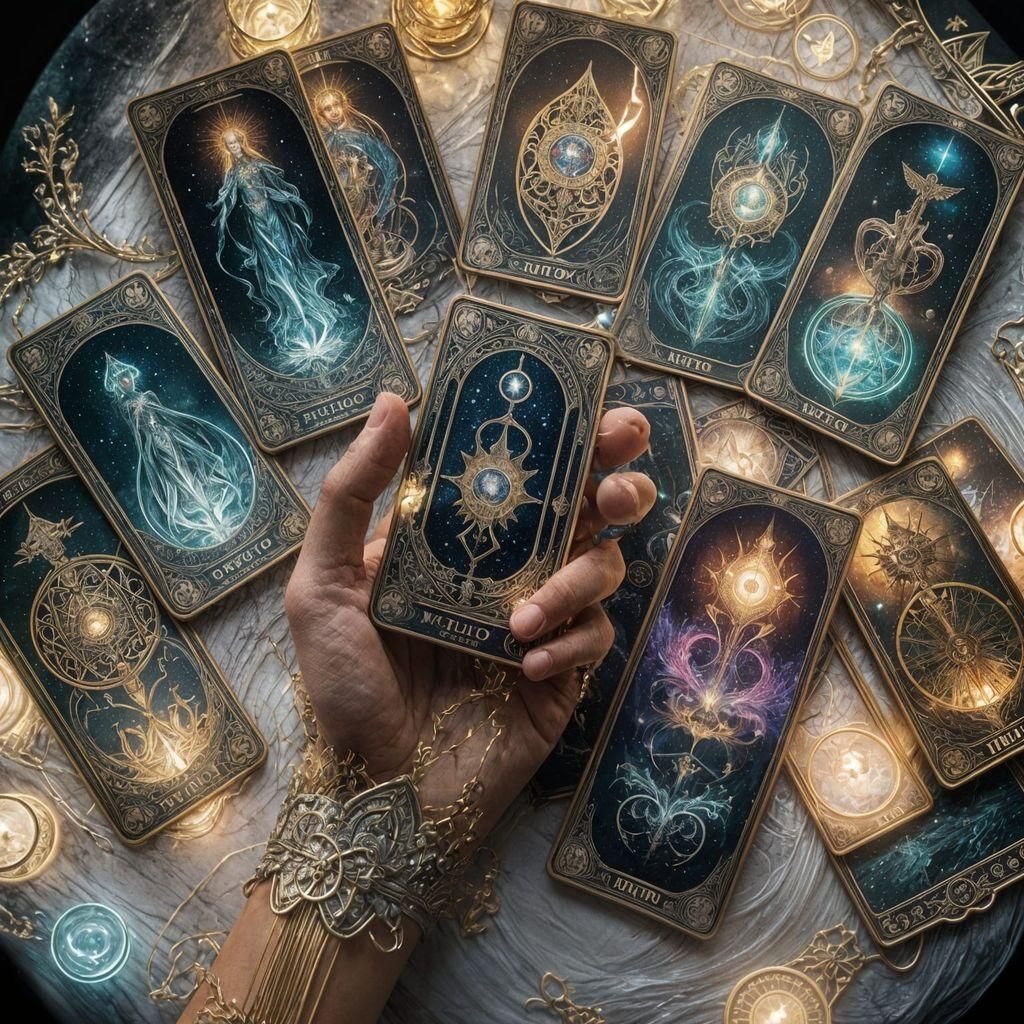 Glowing Fantasy Tarot Cards in Art Nouveau Style