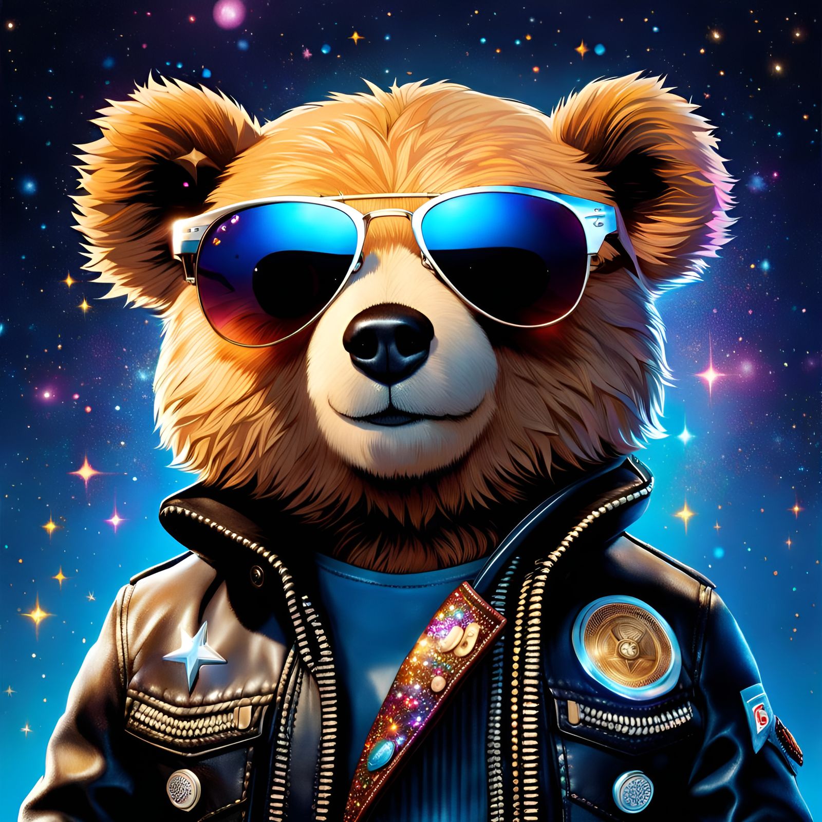 Teddy Bear Portrait with Sunglasses in Digital Art