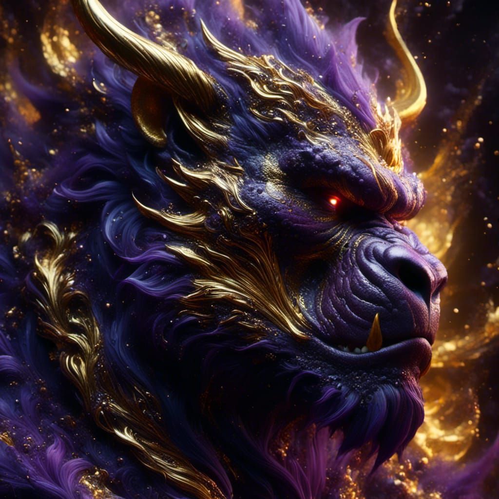 Dragon Gorilla and Viking Man in Hyperrealistic Style