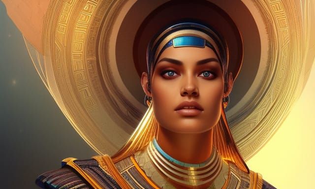 Futuristic Egyptian Supermodel in Regal Portrait