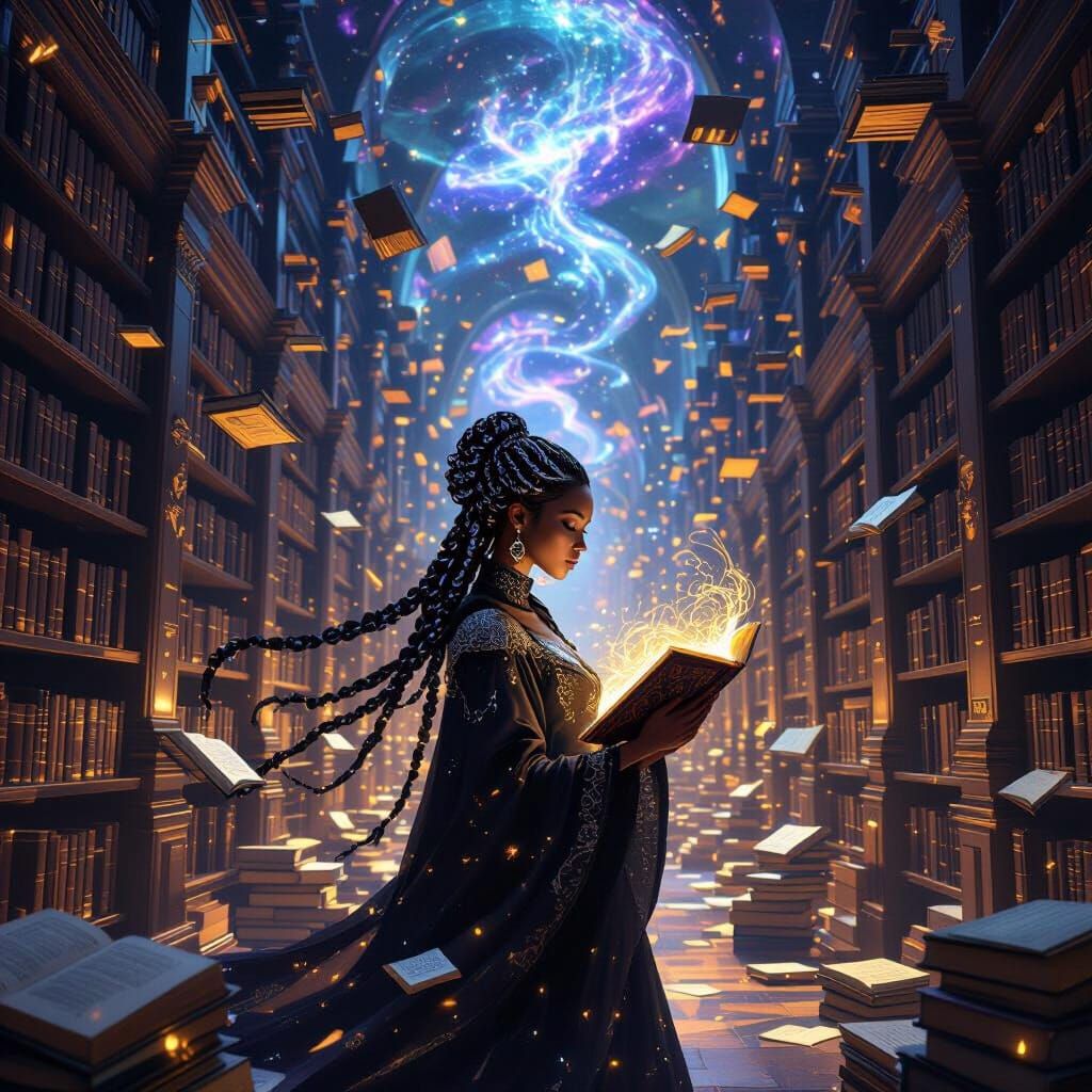 Celestial Librarian Safeguarding Soul Books in Cosmic Librar...