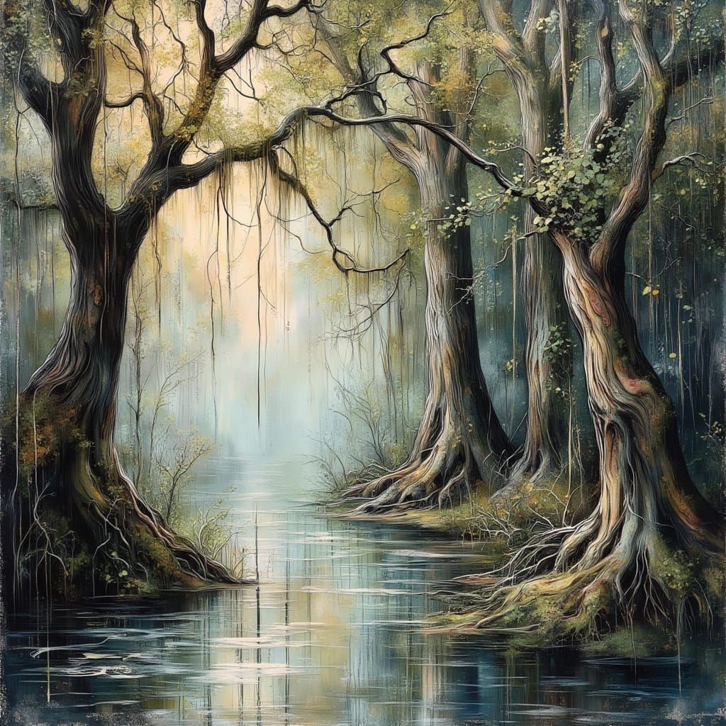 Dreamy Caddo Lake Wetlands with Cypress Trees