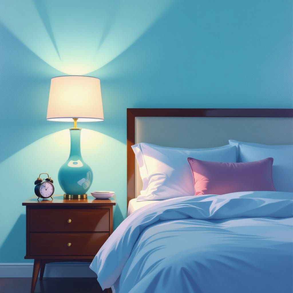 Ethereal Bedroom Scene with Luminous Light and Color