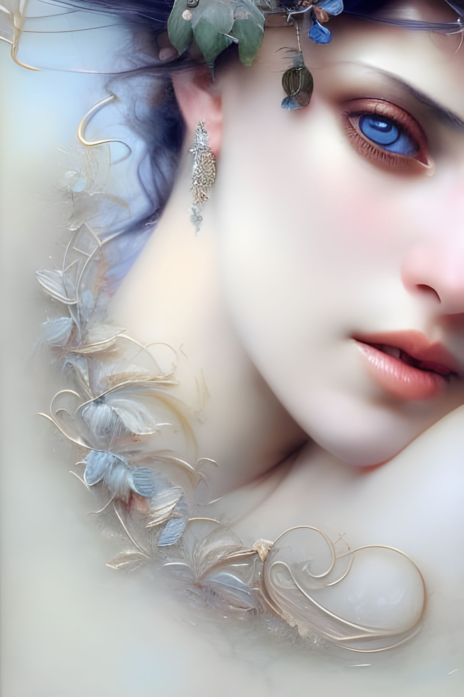 Air Emblem Woman Portrait in Hyperrealistic Style