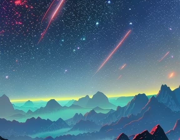 Neon Starscape: Galactic Sci-Fi Concept Art