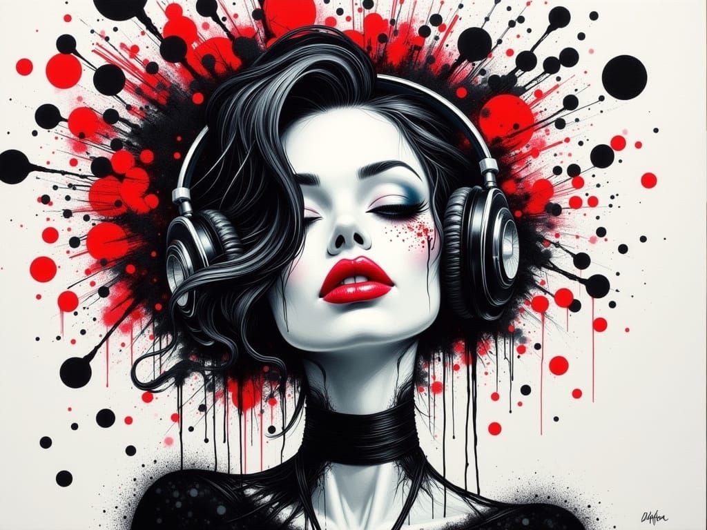 Abstract Portrait in Red and Black