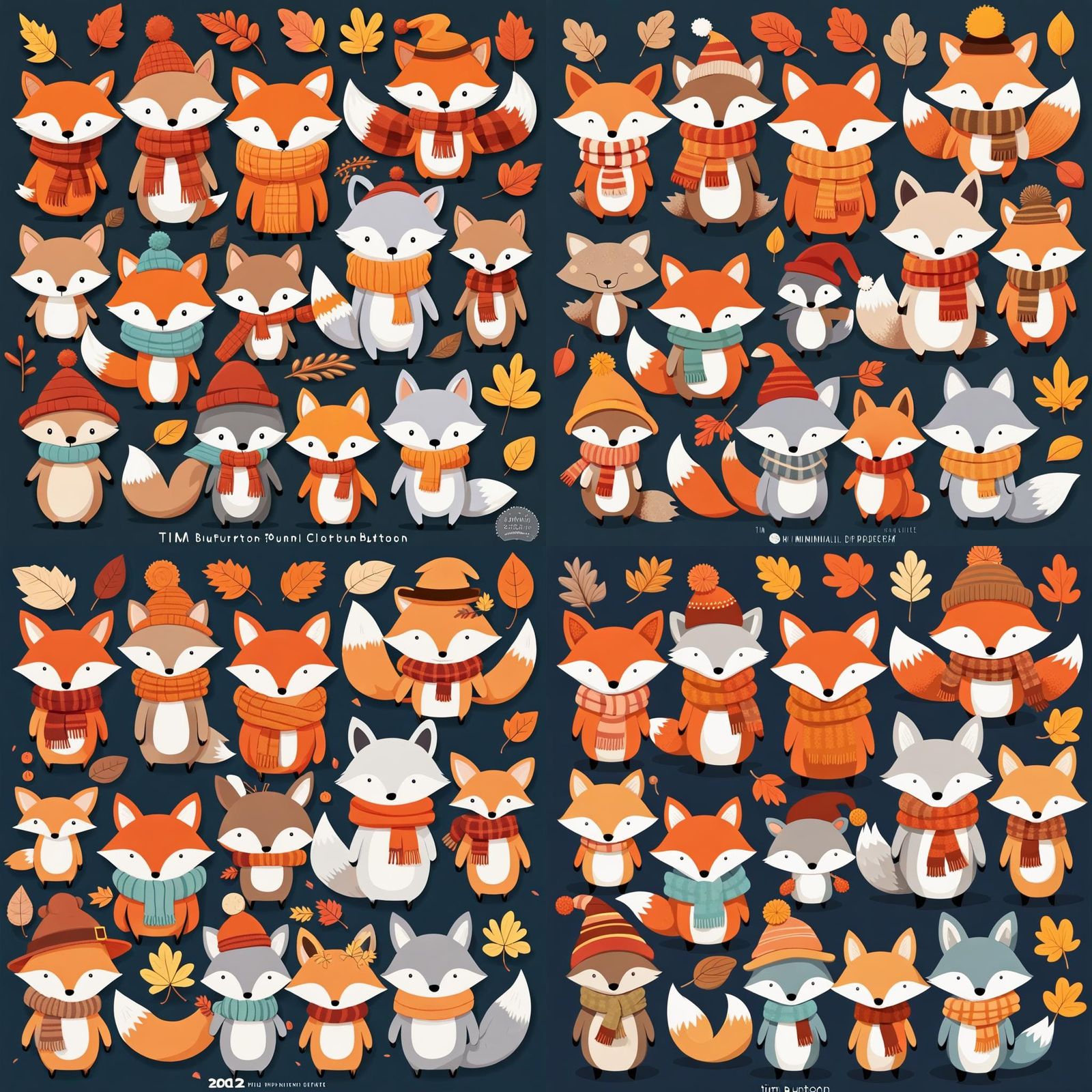 Woodland Animals in Fall Attire: Cute Vector Clipart