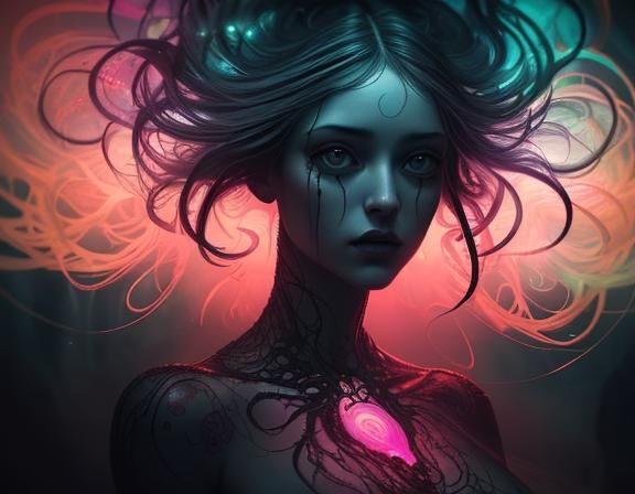 Psychedelic Portrait in Surrealist Style