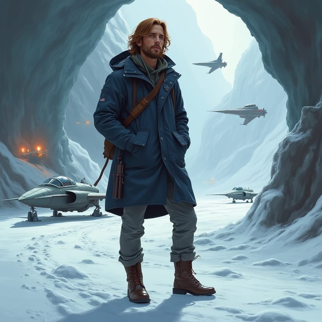 Hyperrealistic Portrait in Sci-Fi Hangar Bay