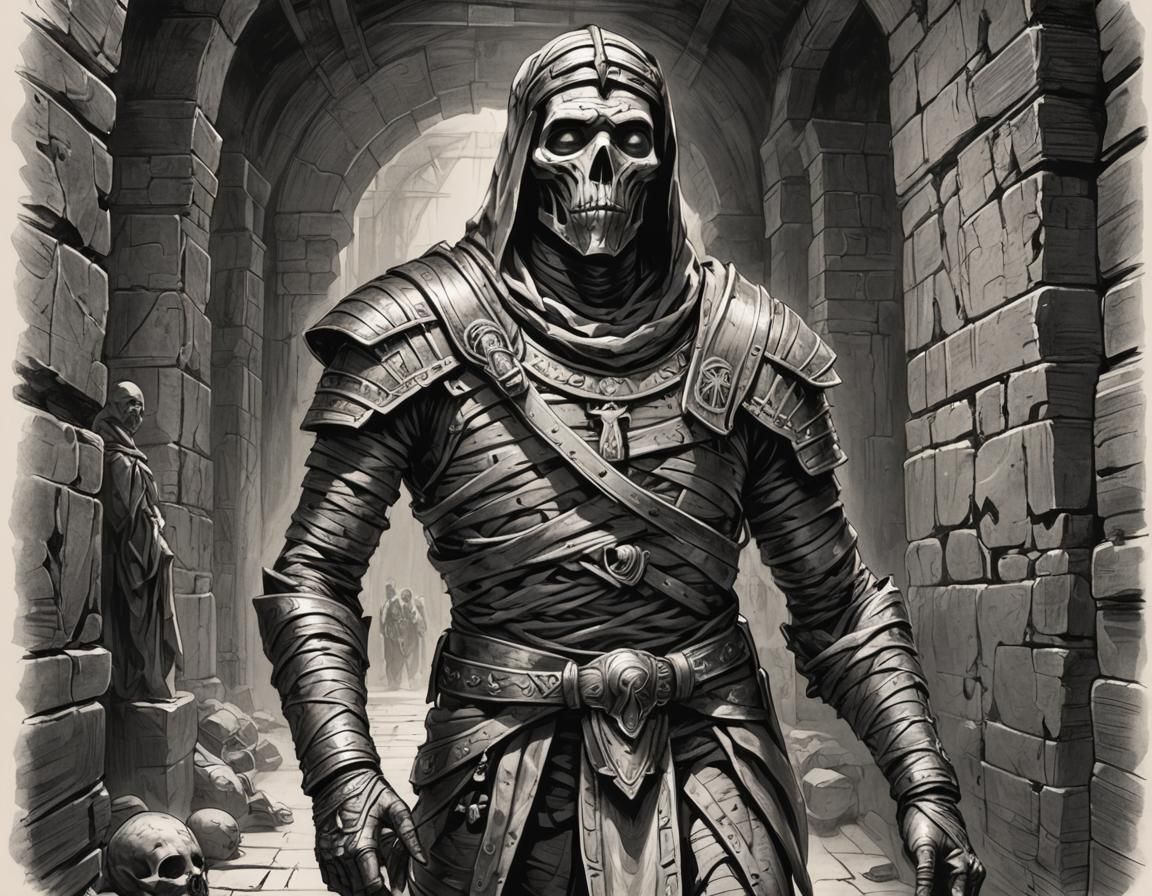 Mummy Sketch in Medieval Fantasy Dungeon