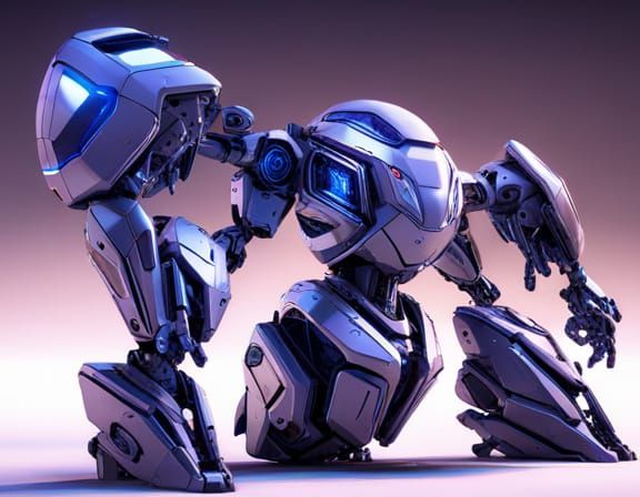 computerized futuristic robot that can do anything intricate mech details, ground level shot, 8K resolution, Cinema 4D, ...