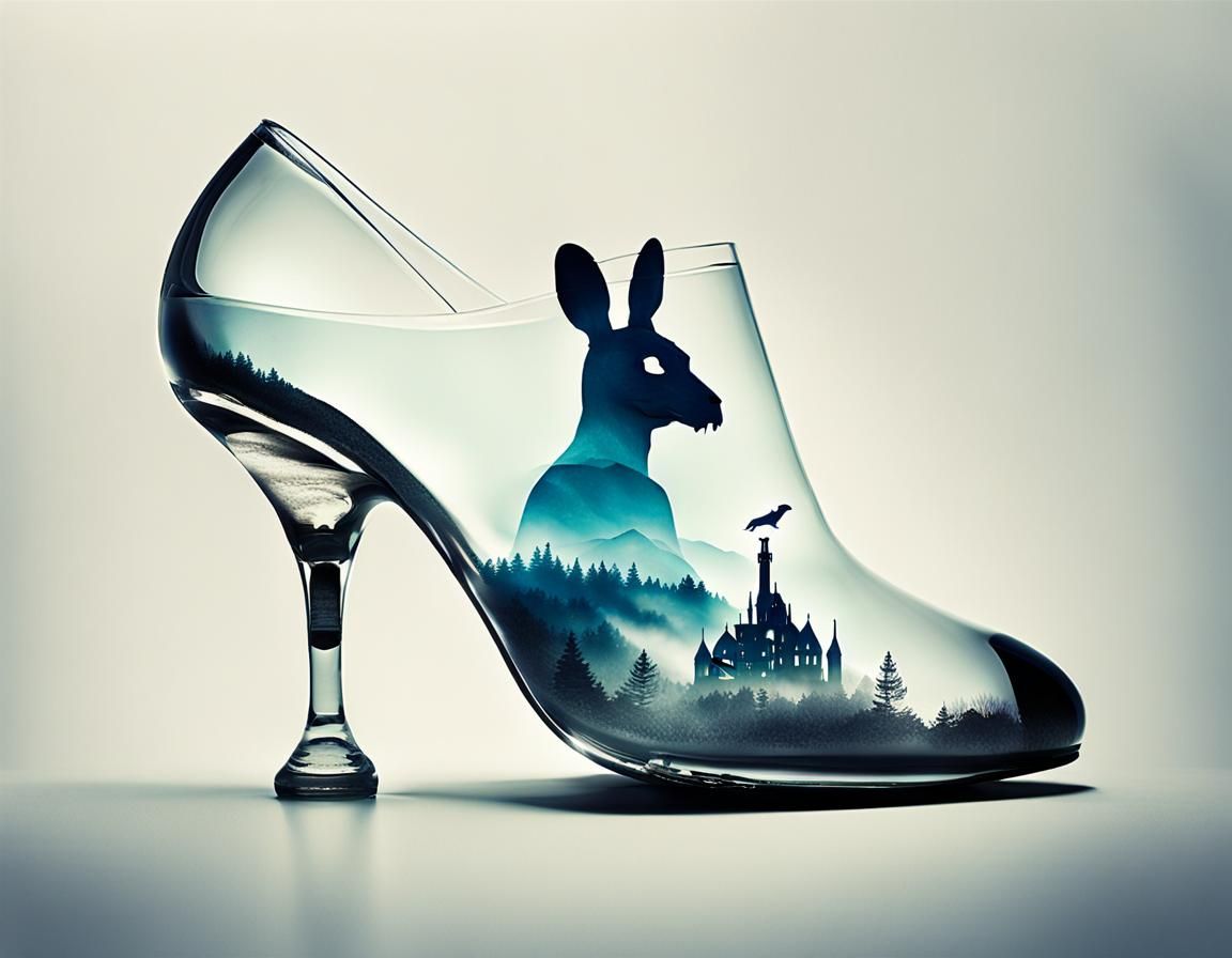 Surreal Double Exposure: Skull, Slipper, Kangaroo