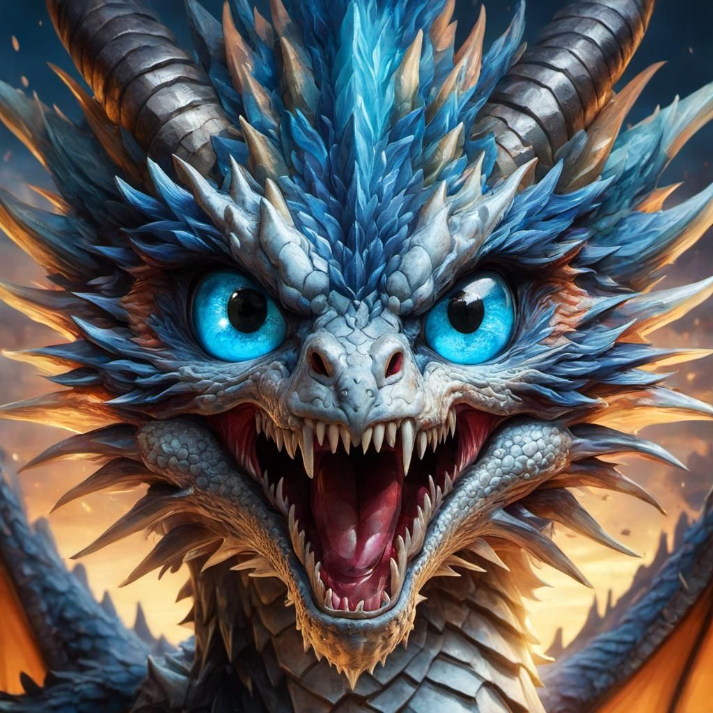 Anime Dragon Hissing with Angry Eyes
