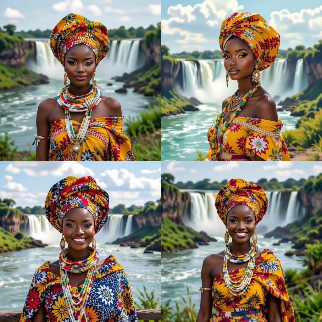African Beauty with Fulani Braids and Victoria Falls