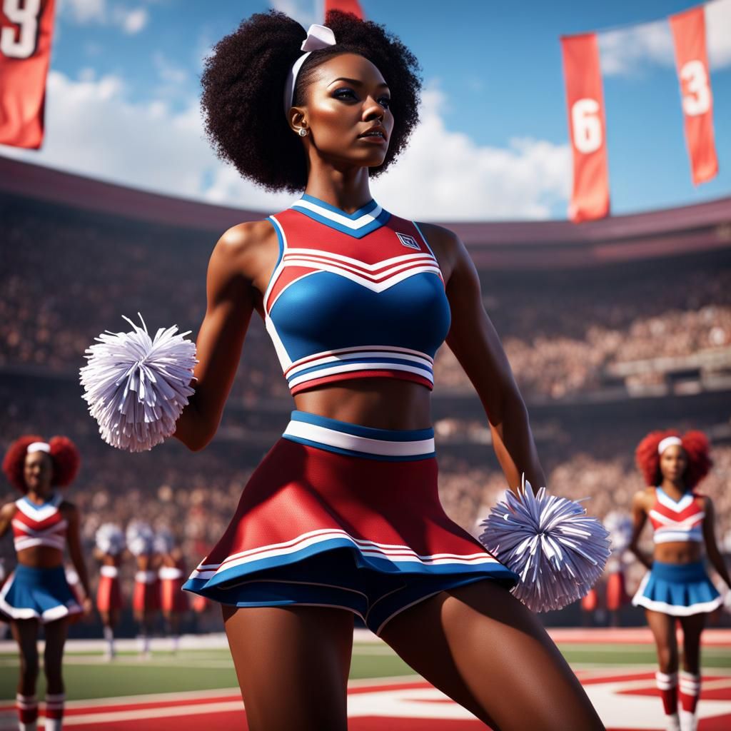 Detailed Matte Painting of African American Cheerleader