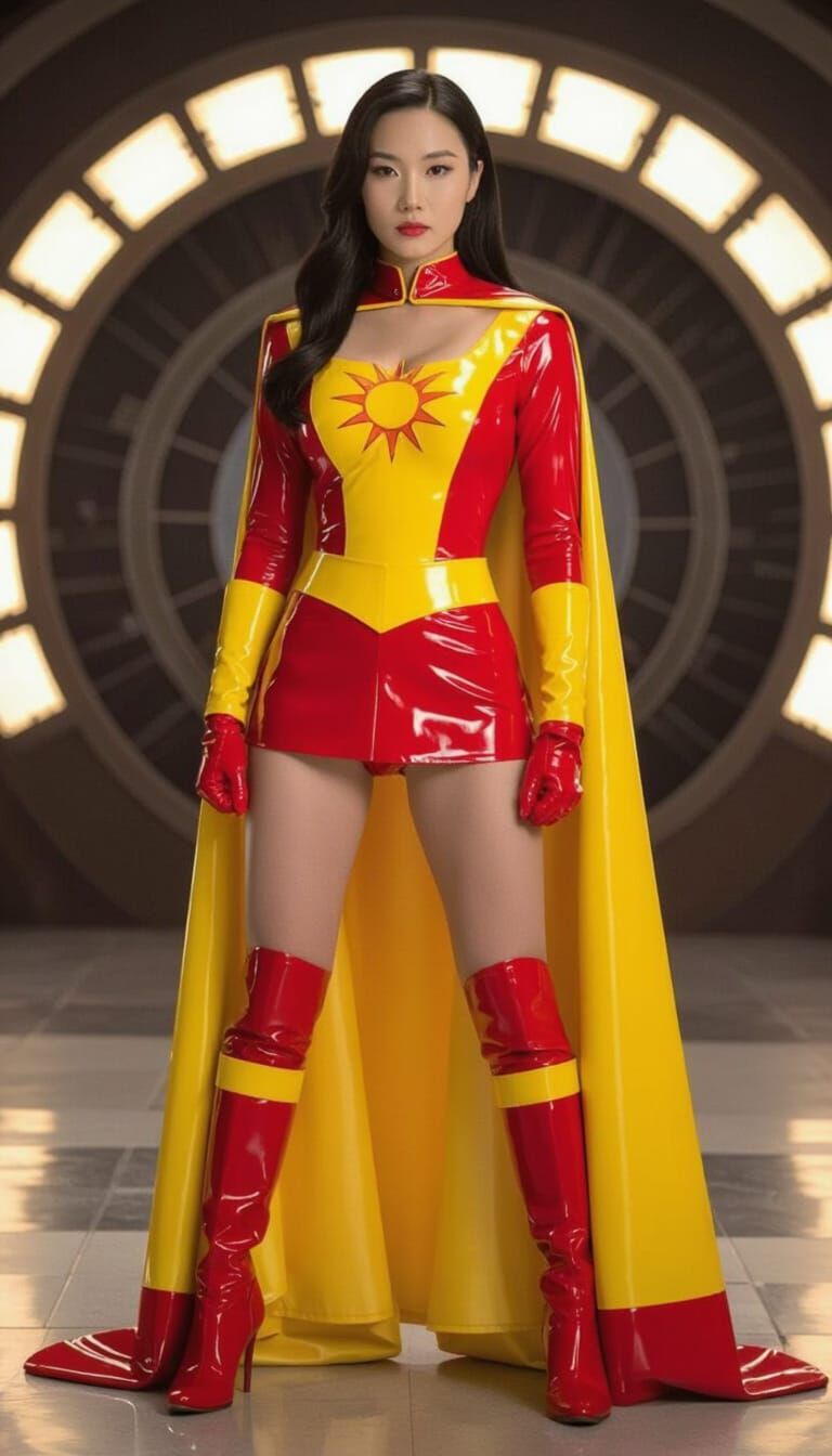 Superheroine Sun Star in Cinematic Style