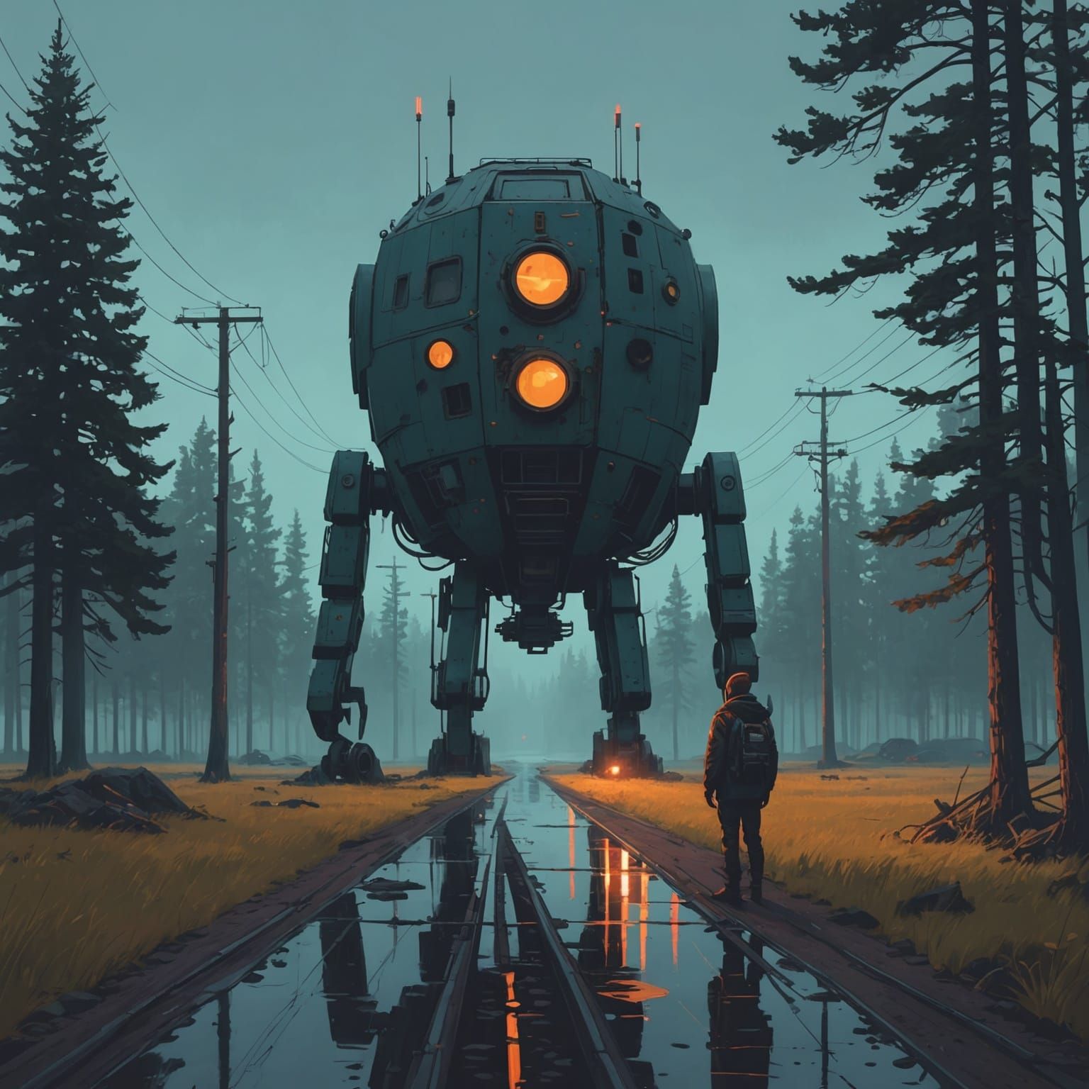 Grimdark Landscape in Stålenhag Style