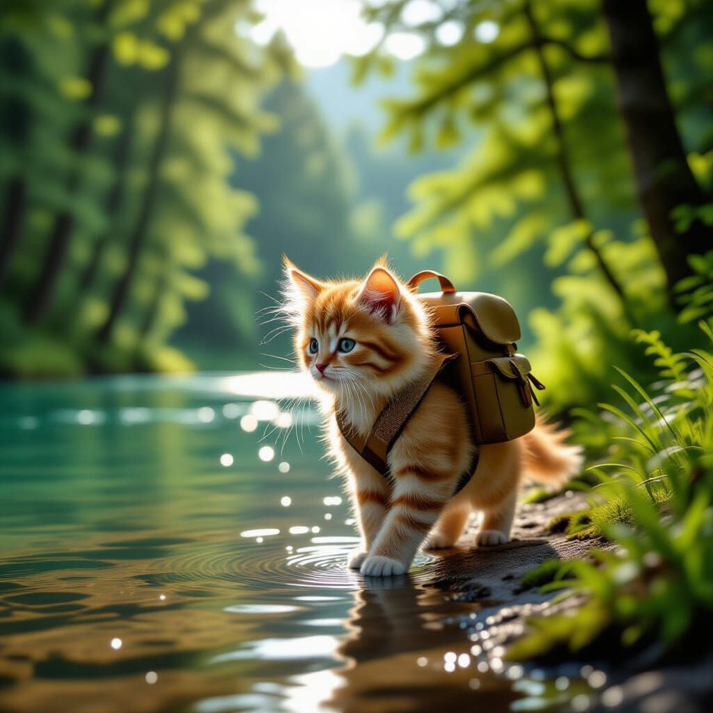 Fluffy Ginger Kitten Adventures by Shimmering Lake