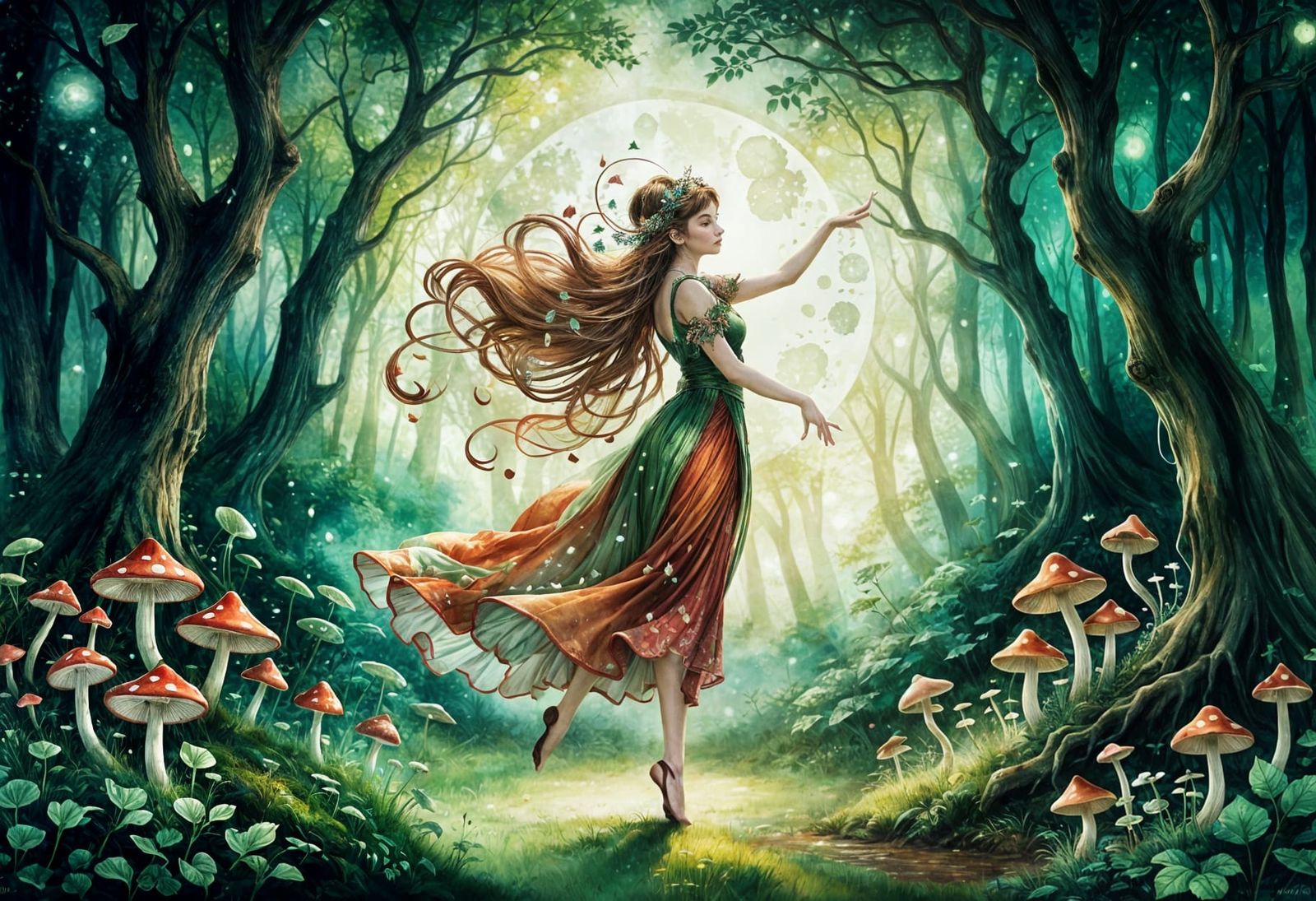 Mystical Forest Dance Under Moonlight