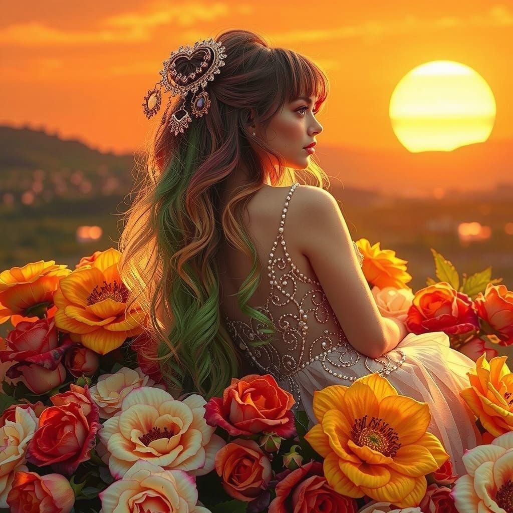 Ethereal Love Goddess in Art Nouveau Style