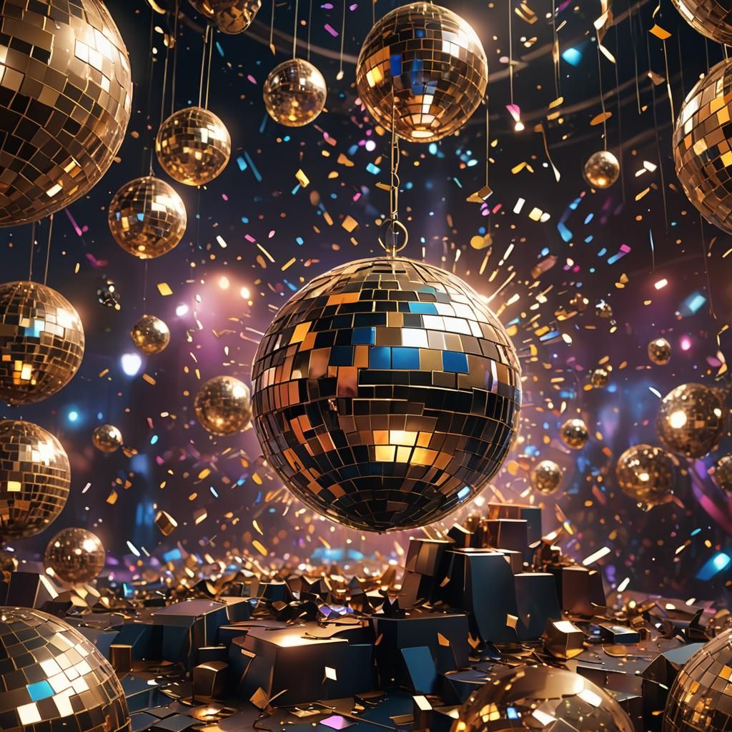Glimmering Disco Ball Party in Detailed Matte Painting