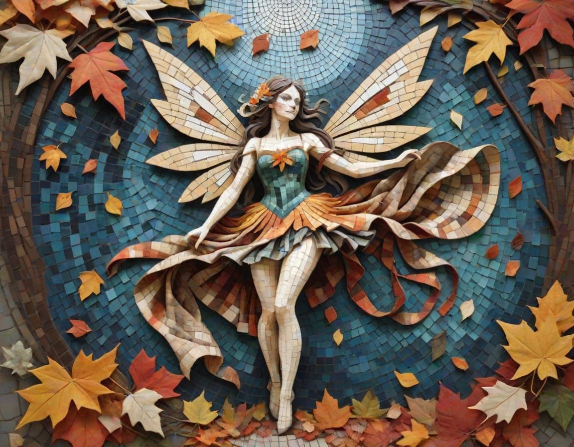 Feminine Cloth Fairy in Vibrant Autumn Colors