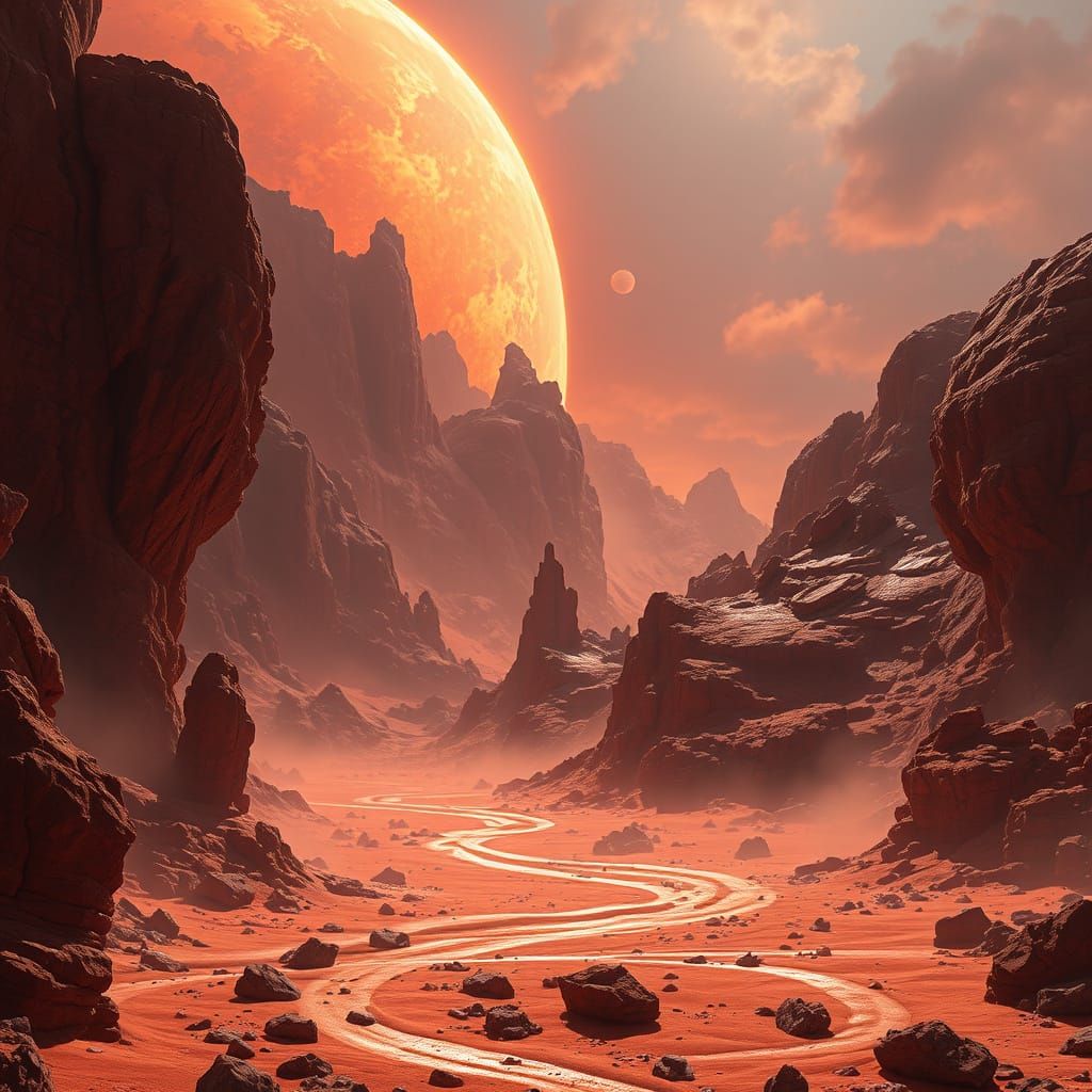 Vibrant Inferno on the Red Planet