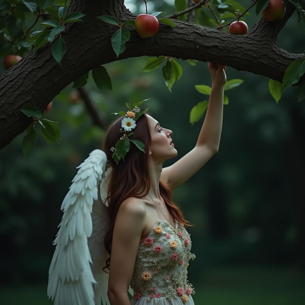 Eve, Satan, and the Apple in Eden Garden