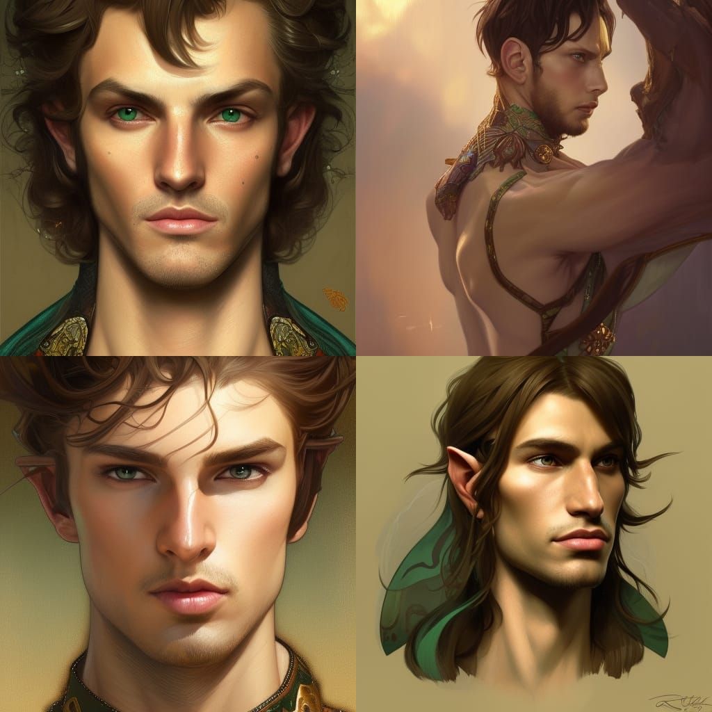 Regal Half-Elf Portrait in Hyperdetailed Digital Art